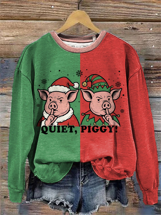 Women's This Little Piggy Won't Be Quiet Funny Christmas Gift for Protesters Sweatshirt