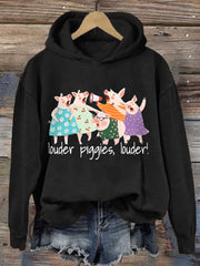 Women's Louder Piggies Resist Print Hoodie