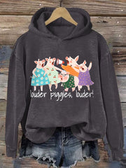 Women's Louder Piggies Resist Print Hoodie