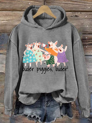 Women's Louder Piggies Resist Print Hoodie