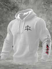 Men's Christian Cross Checkered Cotton Hoodie