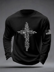 Men's Faith Over Fear Print Casual Long Sleeve T-Shirt