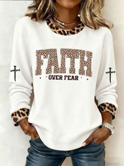 Women's Faith Over Fear Print Casual Sweatshirt