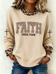 Women's Faith Over Fear Print Casual Sweatshirt