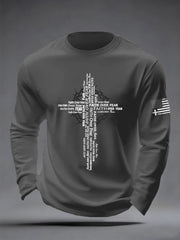 Men's Faith Over Fear Print Casual Long Sleeve T-Shirt