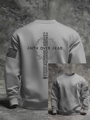 Men's Faith Over Fear Faith Print Casual Sweatshirt