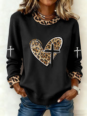Women's Heart Cross Print Casual Top