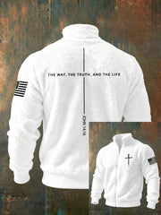 Men's Jesus The Way The Truth The Life John 14:6 Christian Cross  Zipper Flannel Hoodie