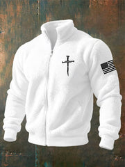 Men's Jesus The Way The Truth The Life John 14:6 Christian Cross  Zipper Flannel Hoodie