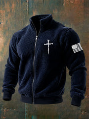 Men's Jesus The Way The Truth The Life John 14:6 Christian Cross  Zipper Flannel Hoodie