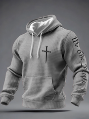 Men's Faith Print Checkered Cotton Hoodie