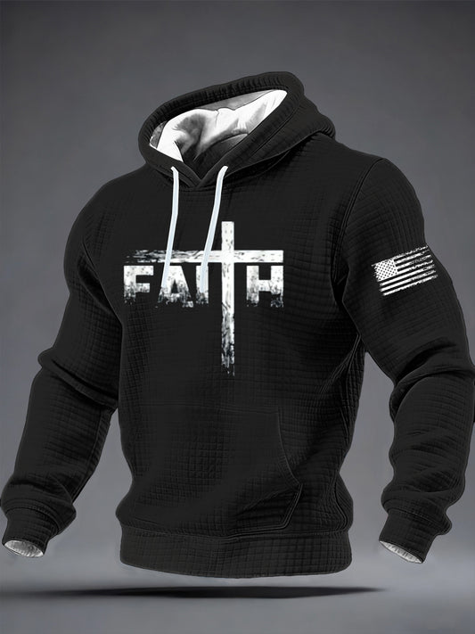 Men's Faith Checkered Cotton Hoodie