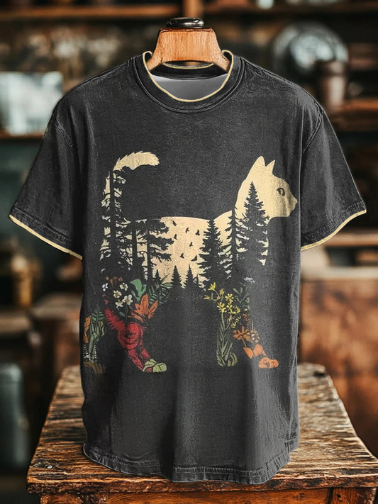 Plant and Flower Cat Silhouette Unisex T-Shirts