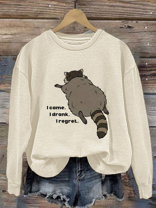 Women's Viral Liquor-Store Raccoon Funny Chonky Trash Panda Regular Sweatshirt