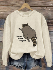 Women's Viral Liquor-Store Raccoon Funny Chonky Trash Panda Regular Sweatshirt