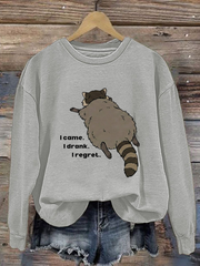 Women's Viral Liquor-Store Raccoon Funny Chonky Trash Panda Regular Sweatshirt