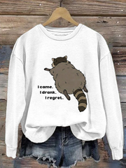 Women's Viral Liquor-Store Raccoon Funny Chonky Trash Panda Regular Sweatshirt
