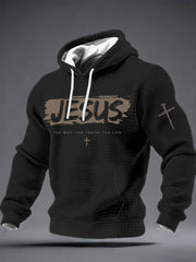 Men's Jesus The Way Checkered Cotton Hoodie