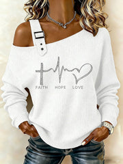 Women's Faith Hope Love Printed Casual Top