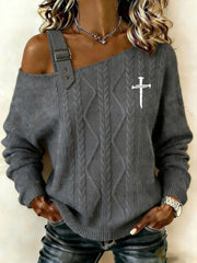 Women's Cross Print Casual Top