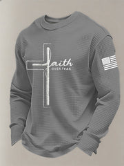 Men's Faith Over Fear Cross Waffle Long Sleeve T-Shirt