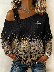 Women's Cross Print Casual Top