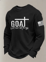 Men's Vintage God Over All Things Cross Waffle Long Sleeve T-Shirt