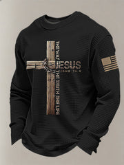 Men's Jesus The Way The Truth The Life John 14:6  Cross Waffle Long Sleeve T-Shirt