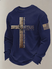 Men's Jesus The Way The Truth The Life John 14:6  Cross Waffle Long Sleeve T-Shirt