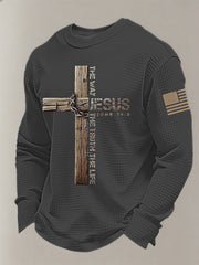 Men's Jesus The Way The Truth The Life John 14:6  Cross Waffle Long Sleeve T-Shirt