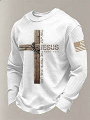 Men's Jesus The Way The Truth The Life John 14:6  Cross Waffle Long Sleeve T-Shirt