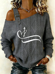 Women's Cross Print Casual Top