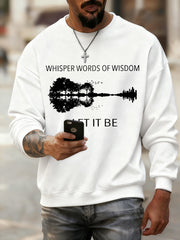 Men's Retro Whisper Words Of Wisdom Let It Be Guitar Casual Sweatshirt