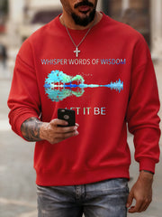 Men's Retro Whisper Words Of Wisdom Let It Be Guitar Casual Sweatshirt