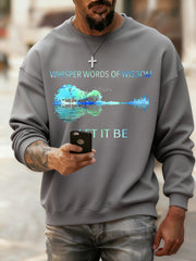 Men's Retro Whisper Words Of Wisdom Let It Be Guitar Casual Sweatshirt