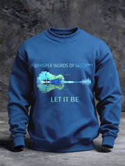 Men's Retro Whisper Words Of Wisdom Let It Be Guitar Casual Sweatshirt