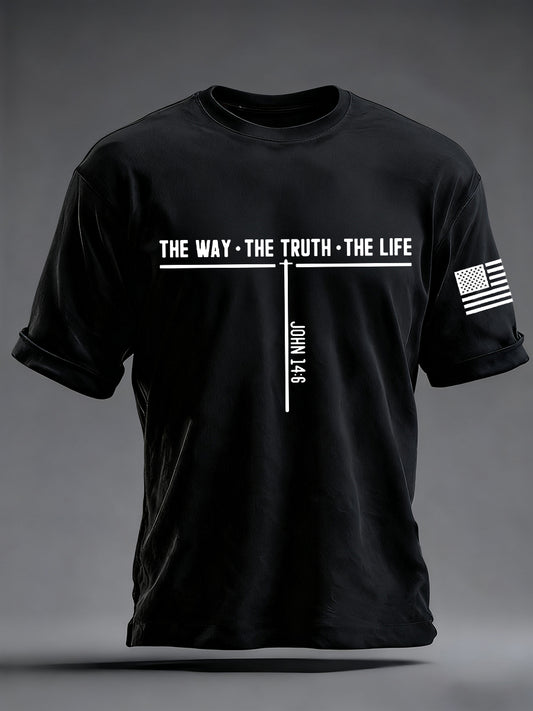 Men's Jesus The Way The Truth The Life Cross Short Sleeve T-shirt