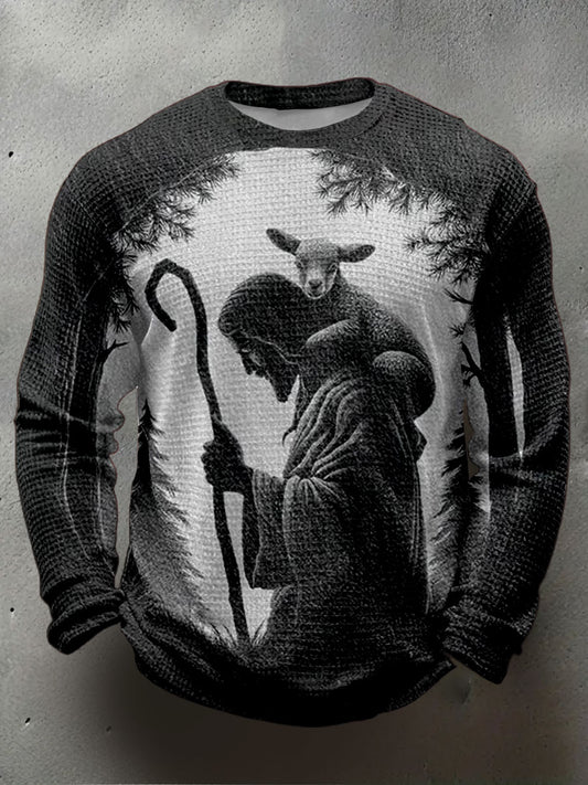 Men's Faith Waffle Print Casual T-Shirt