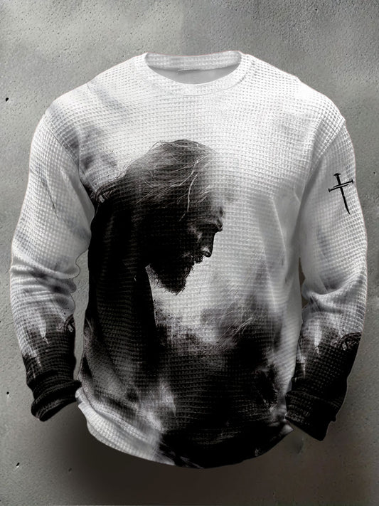 Men's Faith Waffle Print Casual T-Shirt