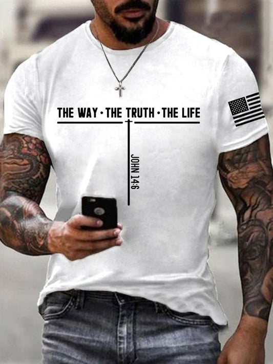 Men's Jesus The Way The Truth The Life Cross Short Sleeve T-shirt