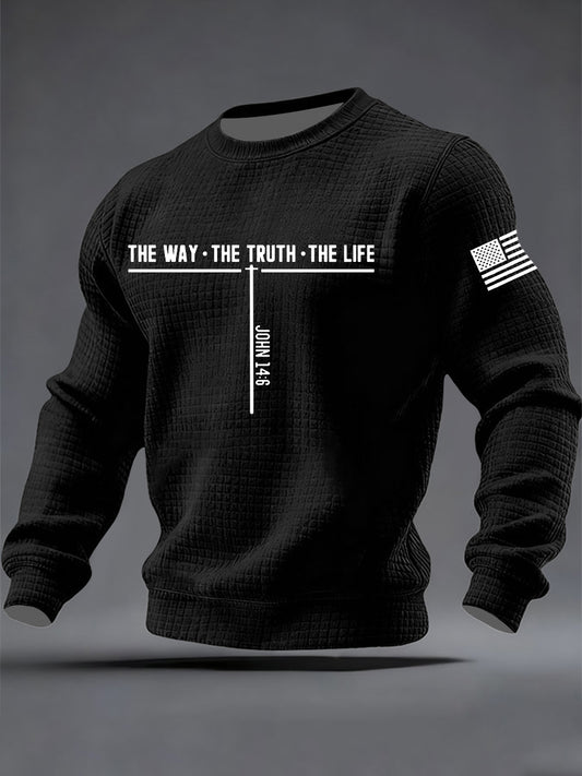 Men's Jesus The Way The Truth The Life Cross Checkered Cotton Hoodie