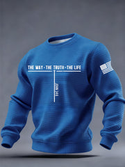 Men's Jesus The Way The Truth The Life Cross Checkered Cotton Hoodie