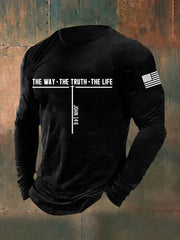 Men's Jesus The Way The Truth The Life Cross Long Sleeve T-shirt
