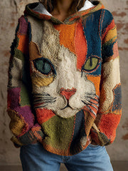 Women's  Cat Geometric Art Print Hoodies