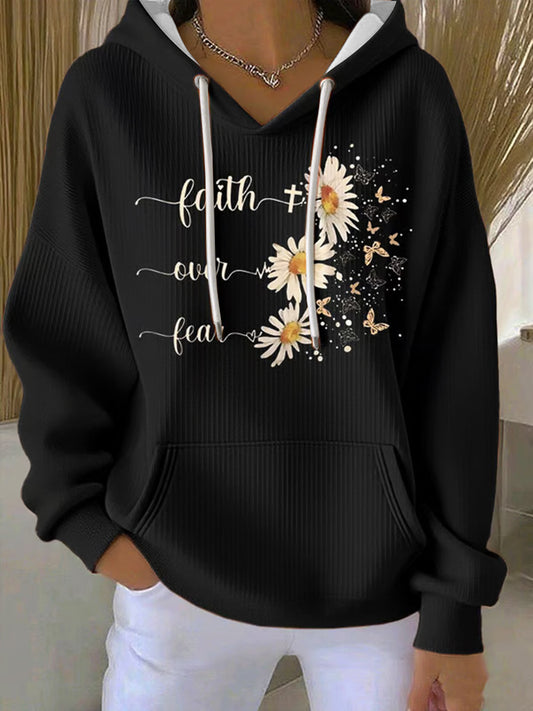 Women's Faith Print Casual Hoodie