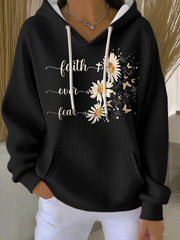 Women's Faith Print Casual Hoodie