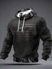 Men's Cross Flag Camouflage Checkered Cotton Hoodie
