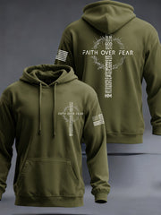 Men's Faith Over Fear USA Flag Print Casual Hoodie