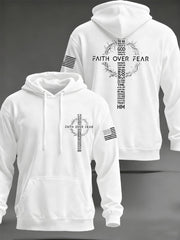 Men's Faith Over Fear USA Flag Print Casual Hoodie