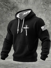 Men's  It’s Not Religion It’s A Relationship Jesus Cross Checkered Cotton Hoodie